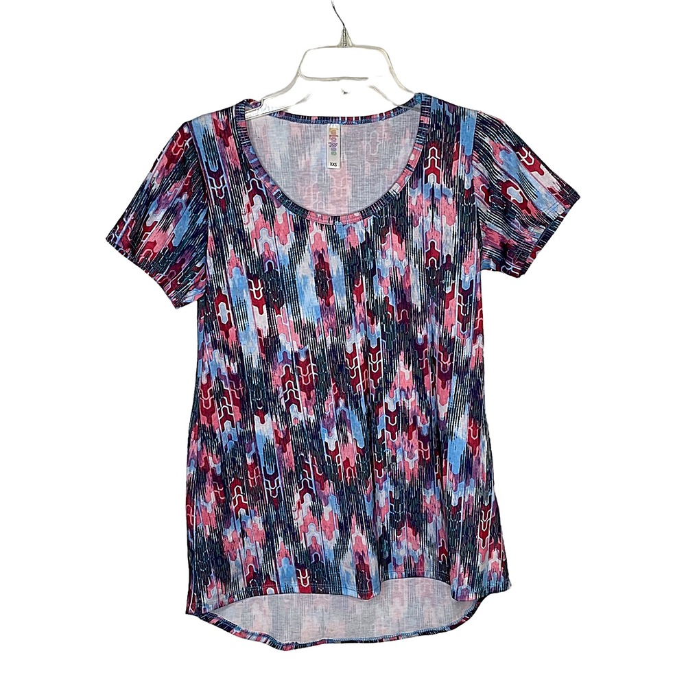 LuLaRoe Classic T Shirt XXS NWT Multicolor Abstract Ikat Geometric Scoop Tee